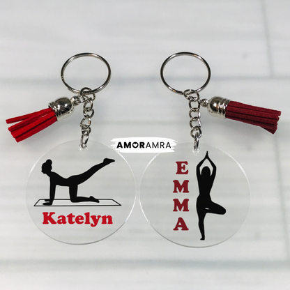 Personalized Yoga Keychain | Custom Yoga Pose Keepsake - Amor Amra