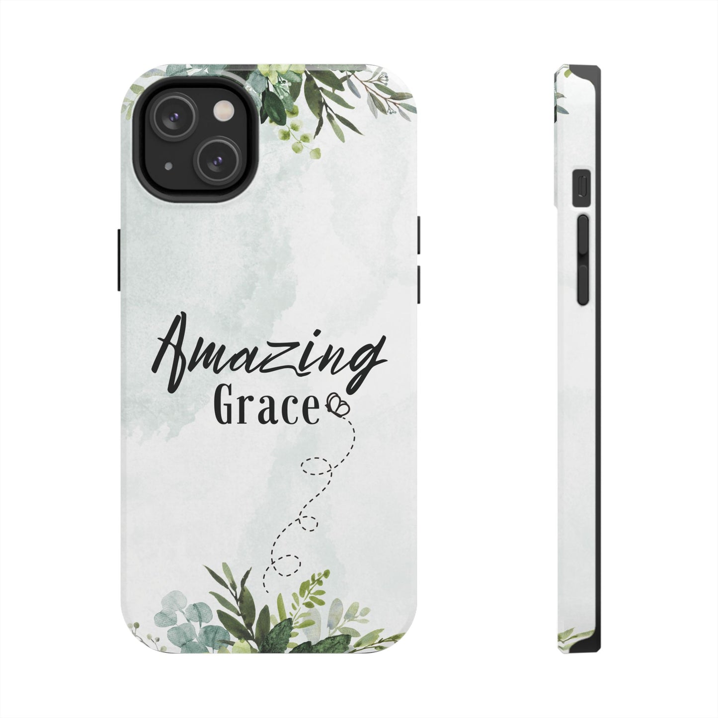 Watercolor Greenery Amazing Grace iPhone Case