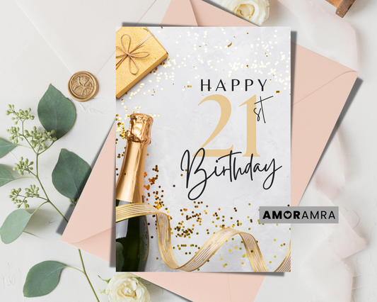 Birthday Card | Happy 21st B-Day - Amor Amra