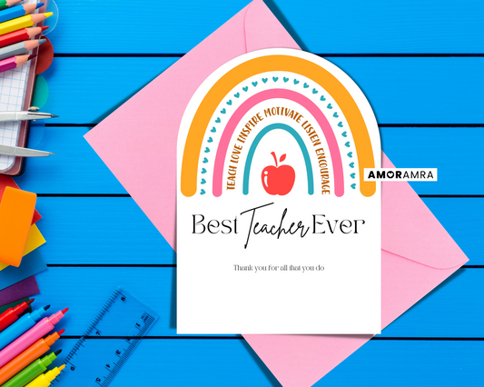 Teacher Card | Best Teacher Ever - Amor Amra