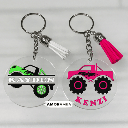 Personalized Monster Truck Keychain