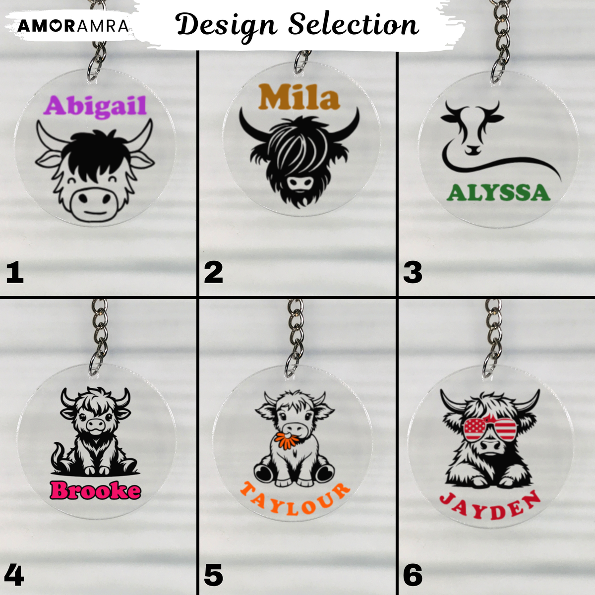 Personalized Highland Cow Keychain