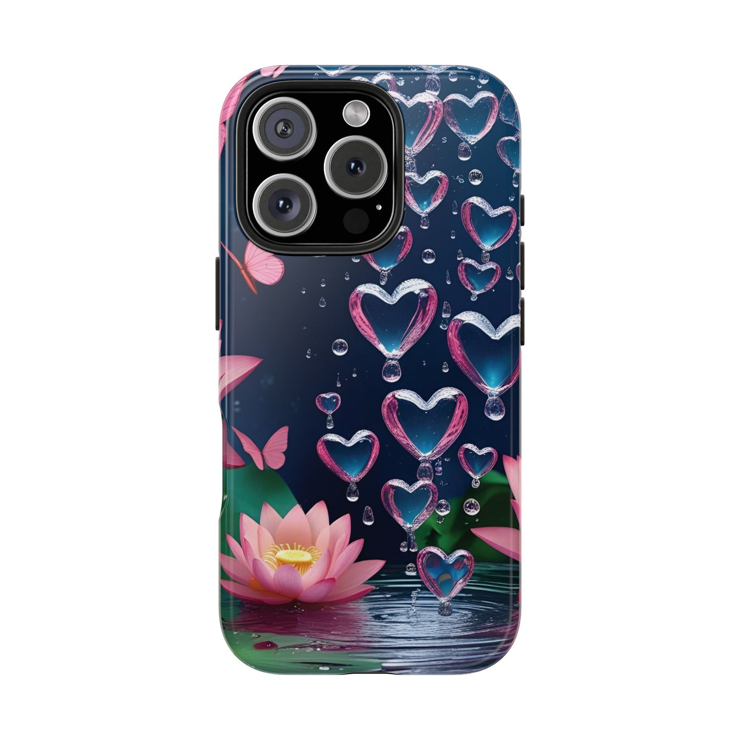 Pink Lotus Water Hearts iPhone Case