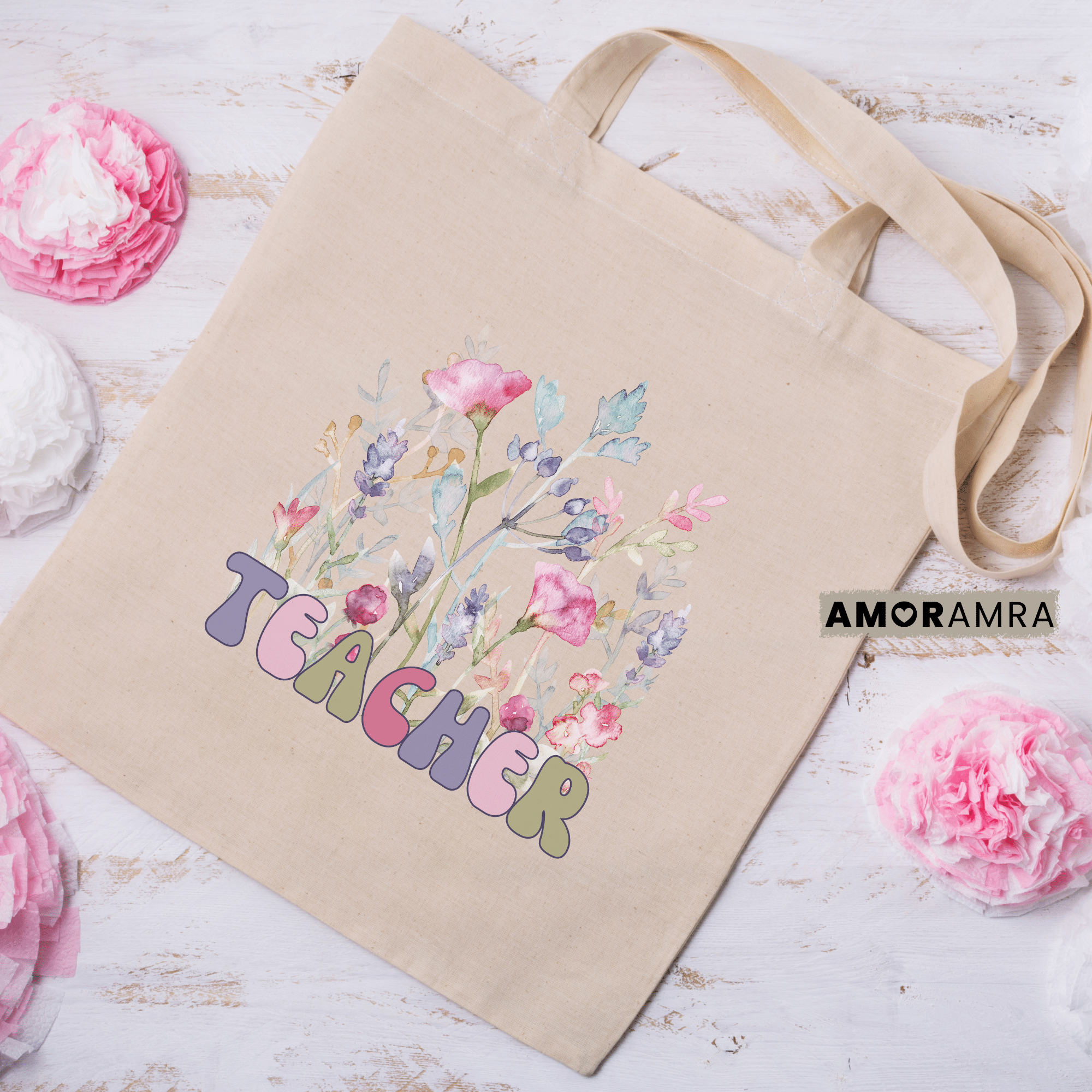 Teacher Tote Bag - Floral Teacher - Amor Amra