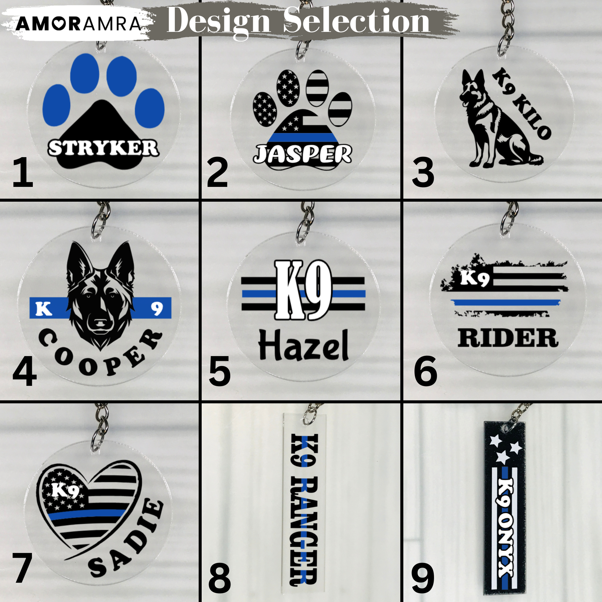 Personalized Police K9 Unit Keychain Gift | Custom K9 Handler Gift - Amor Amra