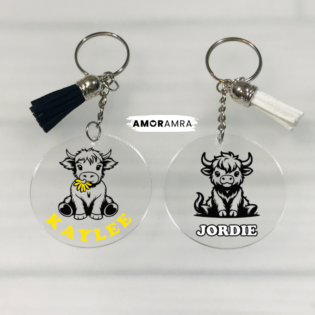 Personalized Highland Cow Keychain