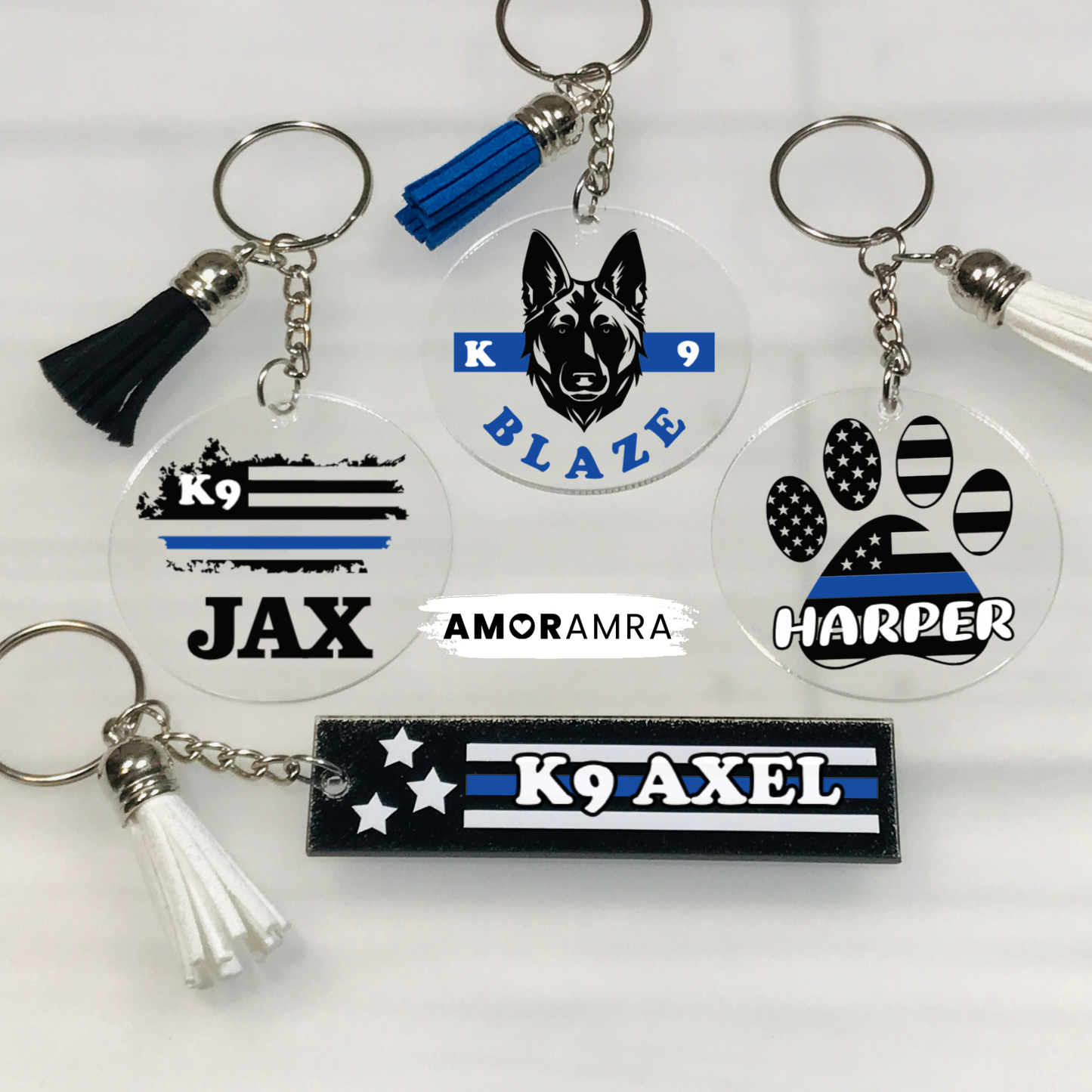 Personalized Police K9 Unit Keychain Gift | Custom K9 Handler Gift - Amor Amra