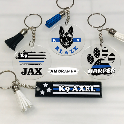 Personalized Police K9 Unit Keychain Gift | Custom K9 Handler Gift - Amor Amra