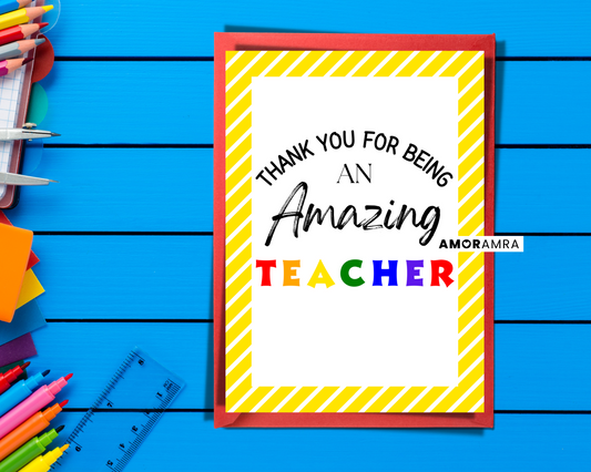 Teacher Card | Amazing Teacher - Amor Amra