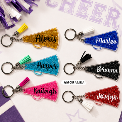 Personalized Cheer Megaphone Keychain | Cheer Bag Tag