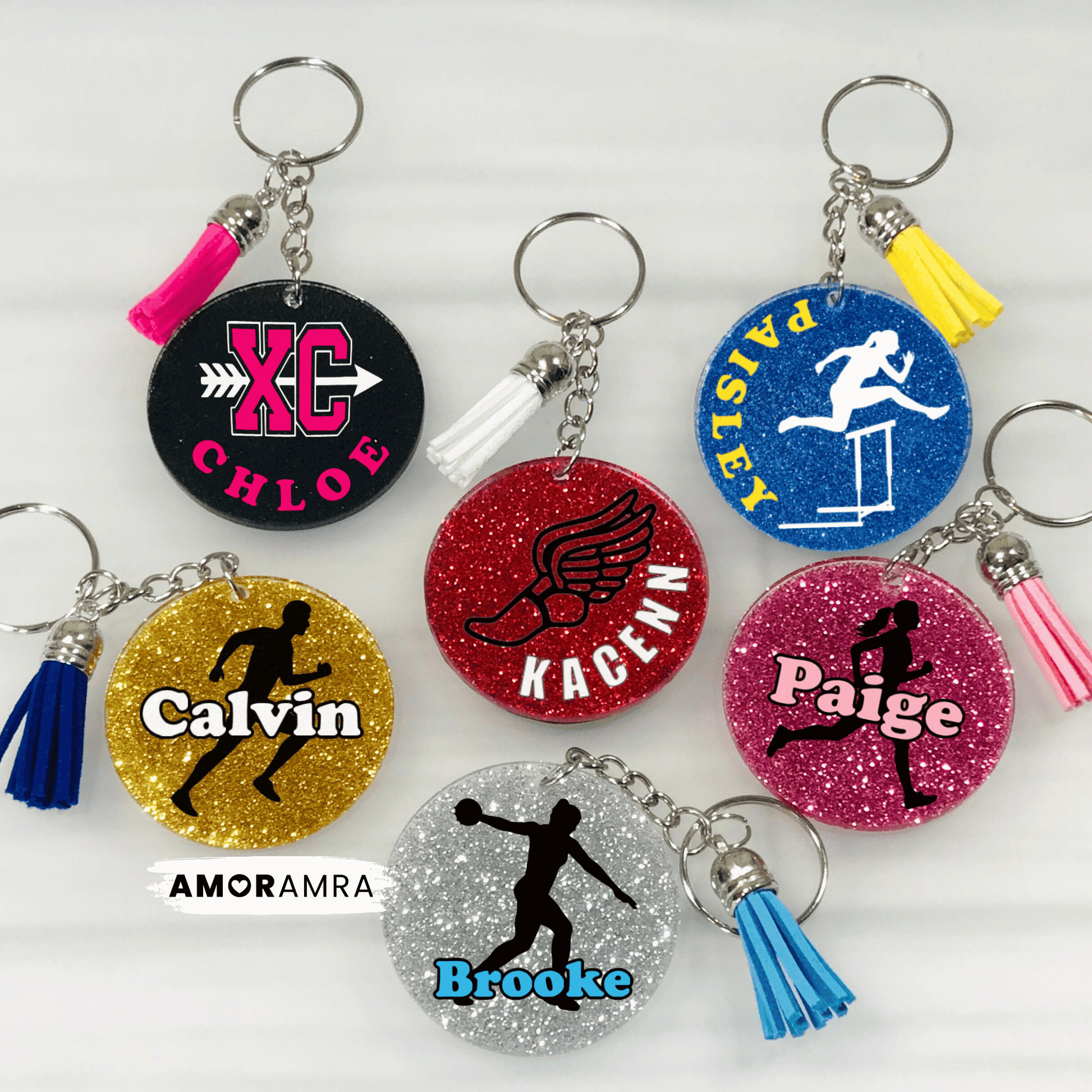 Personalized Track Keychain, Shot Put Keychain, Javelin Keychain, High Jump Keychain, Cross Country XC, Discus, Senior Night Track & Field
