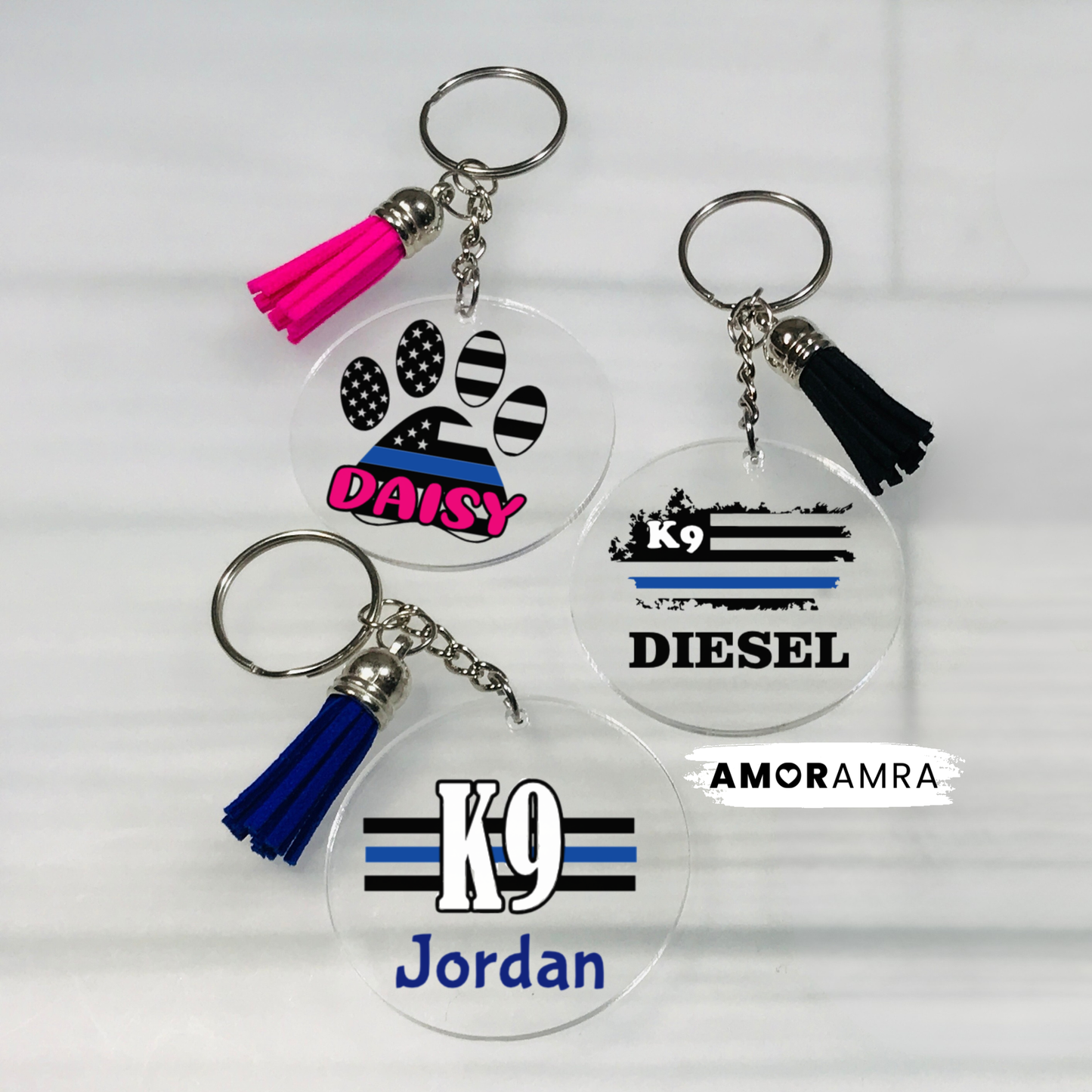 Personalized Police K9 Unit Keychain Gift | Custom K9 Handler Gift - Amor Amra