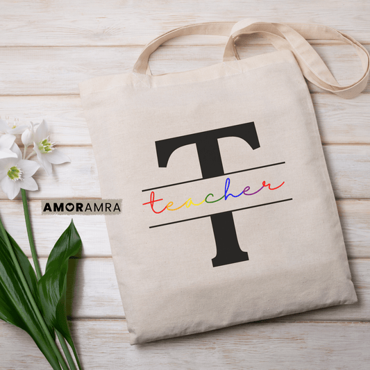 Teacher Tote Bag - Teacher Monogram - Amor Amra