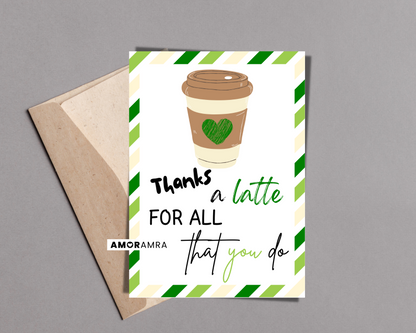 Teacher Card | Thanks a Latte - Amor Amra
