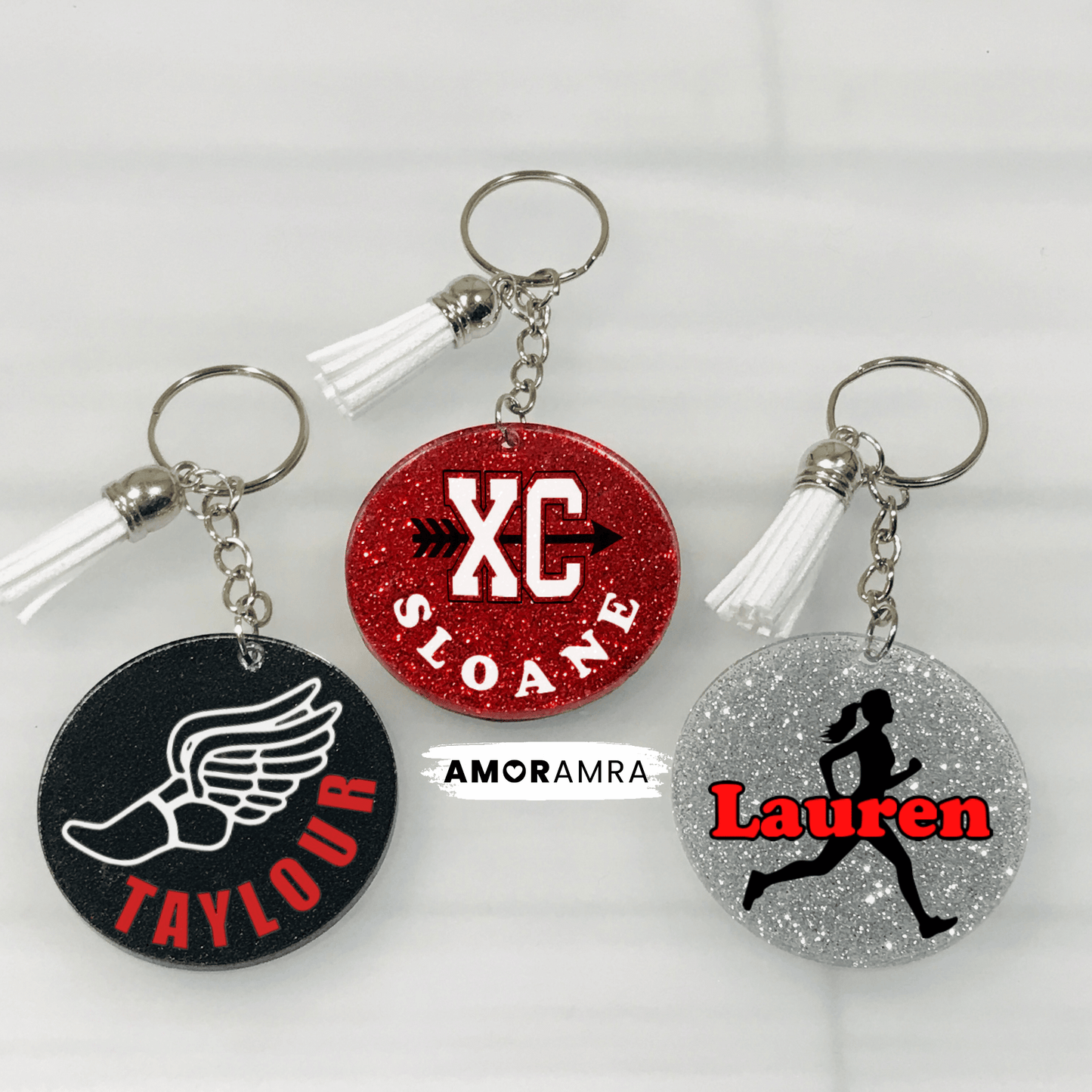 Personalized Glitter Track Keychain | XC Gift