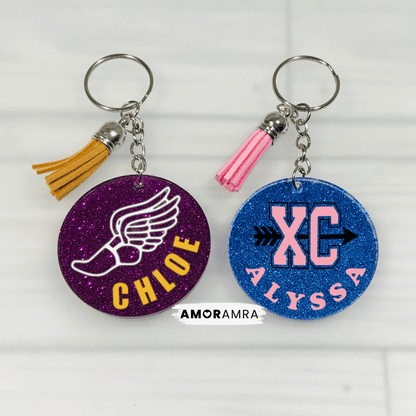 Personalized Glitter Track Keychain | XC Gift