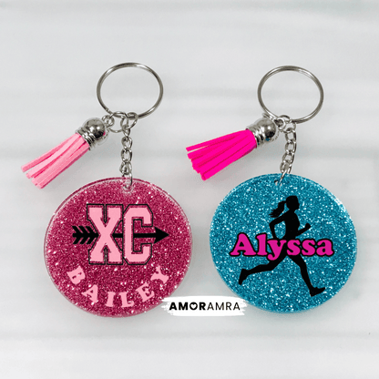 Personalized Glitter Track Keychain | XC Gift