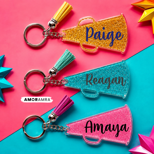 Personalized Cheer Megaphone Keychain | Cheer Bag Tag