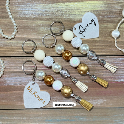 Personalized Beaded Heart Keychain