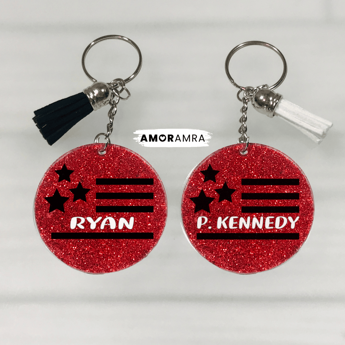 Personalized Thin Red Line Keychain
