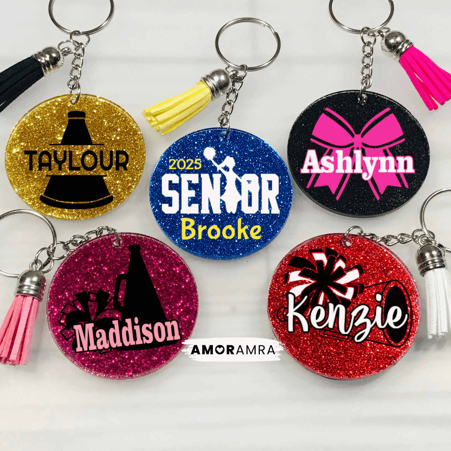 Glitter Cheerleader Keychain - Cheer Gift