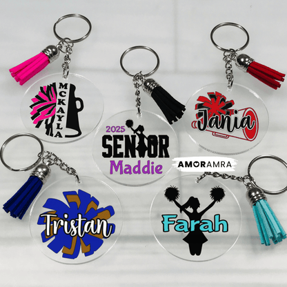 Personalized Cheerleader Keychains, Cheer Team Gift, Cheer Bow, Cheer Gift, Cheer Bag Tag, Custom Cheerleader Gift, Cheerleader Accessories