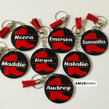 Personalized Drill Team Keychain, Drill Team Gift, Drill Team Bag Tag, Dance Boot Keychain, Drill Coach Gift, Drill Dance Team