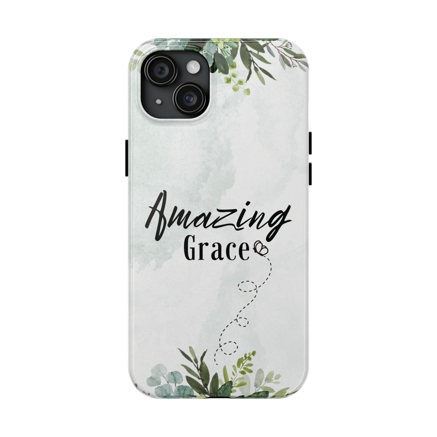 Watercolor Greenery Amazing Grace iPhone Case