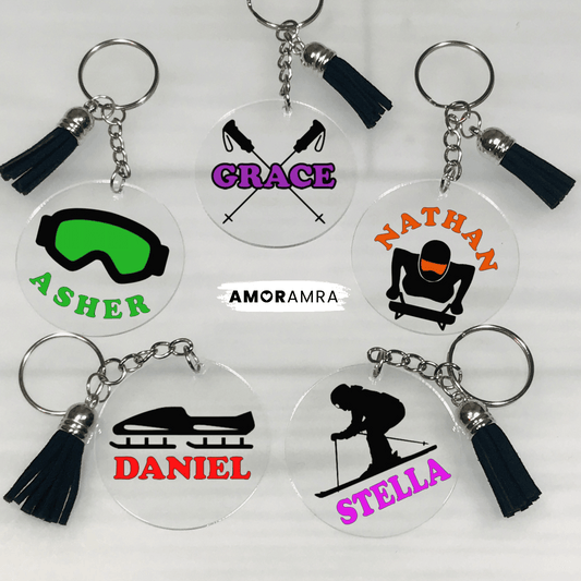 Personalized Ski Keychain | Winter Sports Gift