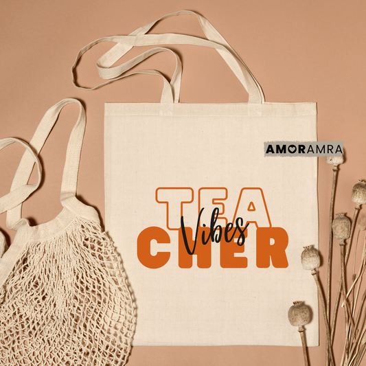 Teacher Tote Bag - Teacher Vibes - Amor Amra