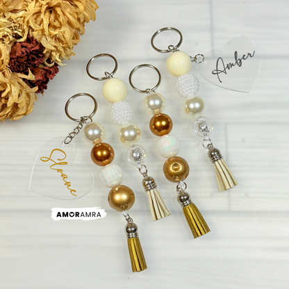 Personalized Beaded Heart Keychain