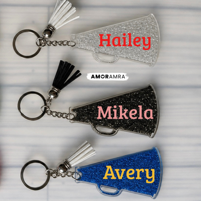 Personalized Cheer Megaphone Keychain | Cheer Bag Tag