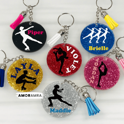 Personalized Figure Skating Keychain, Ice Skating Keychain, Figure Skater Gift, Figure Skating Bag Tag, Synchro Skating, Ice Skate Coach