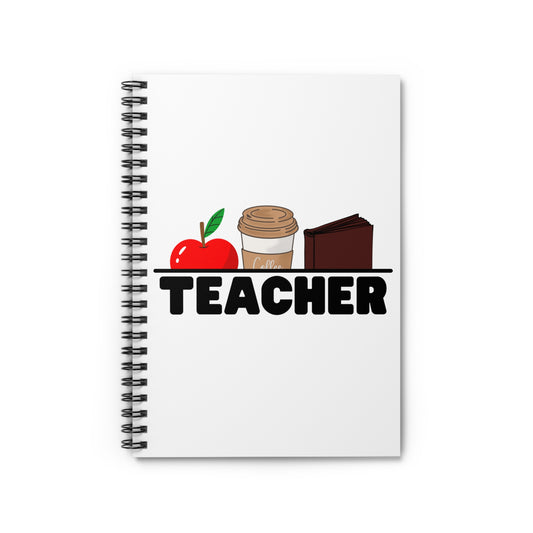 Teacher: apple, coffee, book Notebook - Amor Amra