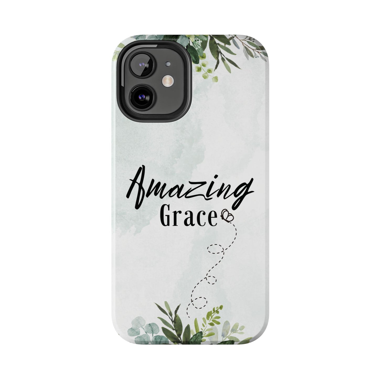 Watercolor Greenery Amazing Grace iPhone Case
