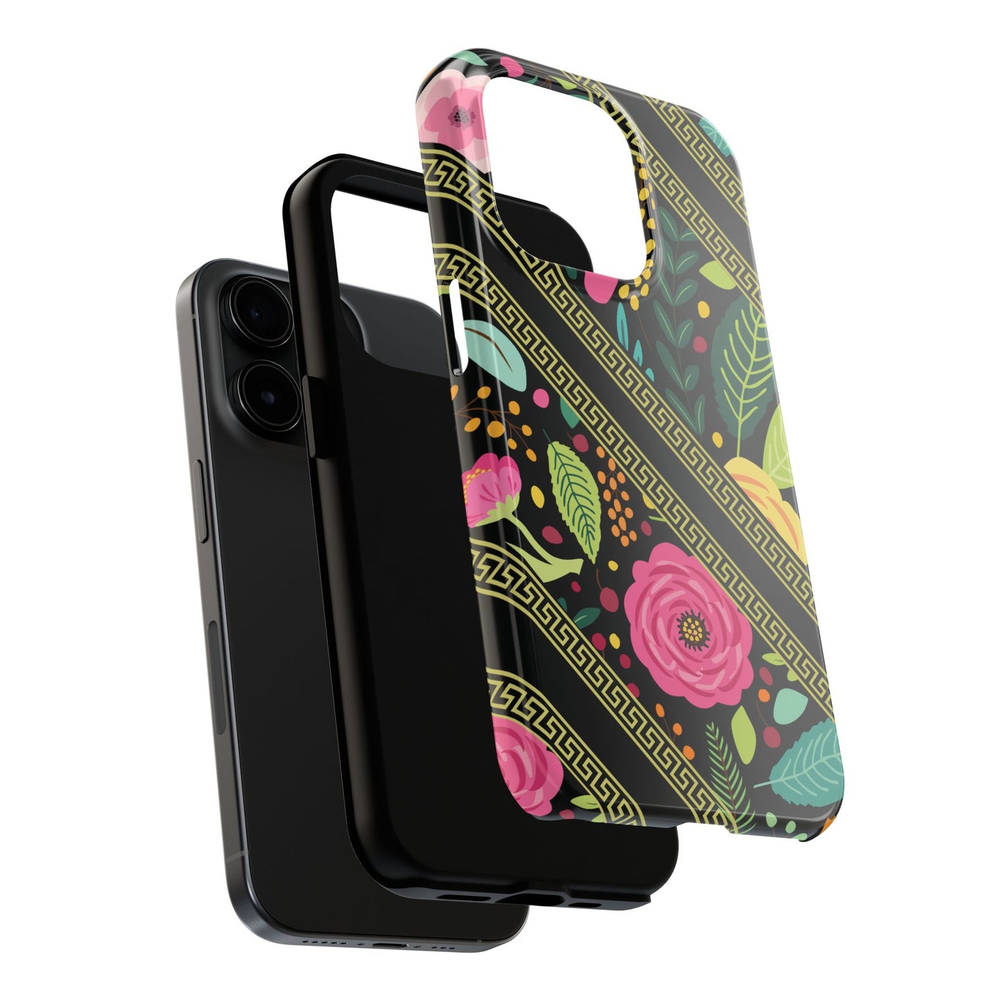Elegant Black Floral Design iPhone Case