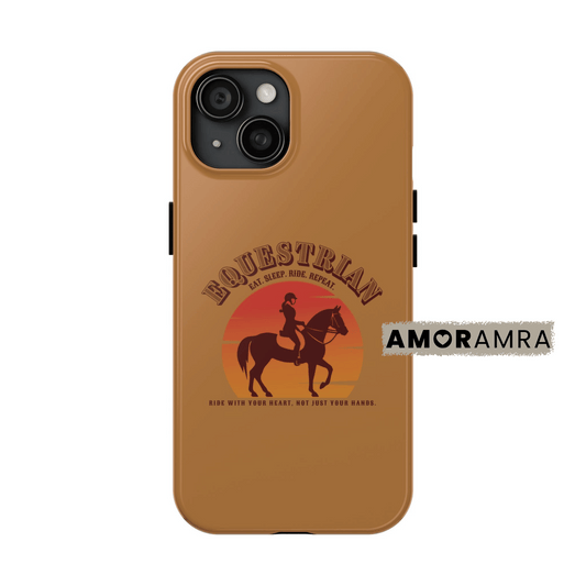 Brown phone case with equestrian design . Equestrian - Ride.Eat.Sleep iPhone Case