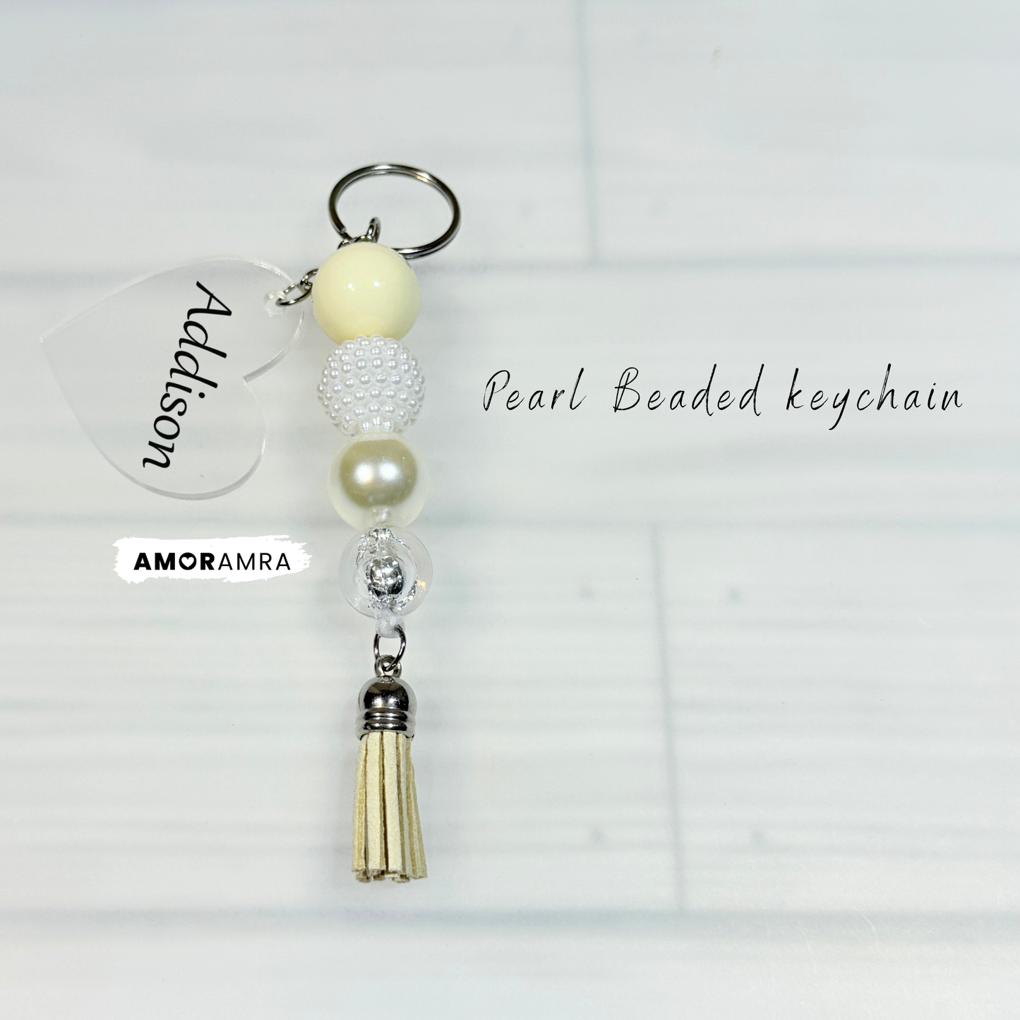 Personalized Beaded Heart Keychain