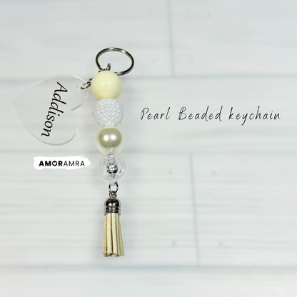 Personalized Beaded Heart Keychain
