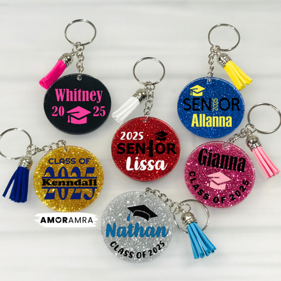 Glitter Graduation Keychain - Graduation Gift