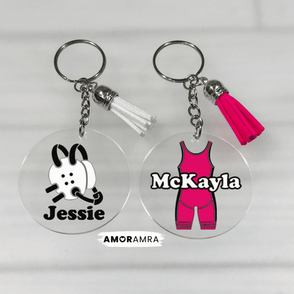 Personalized Wrestling Keychain