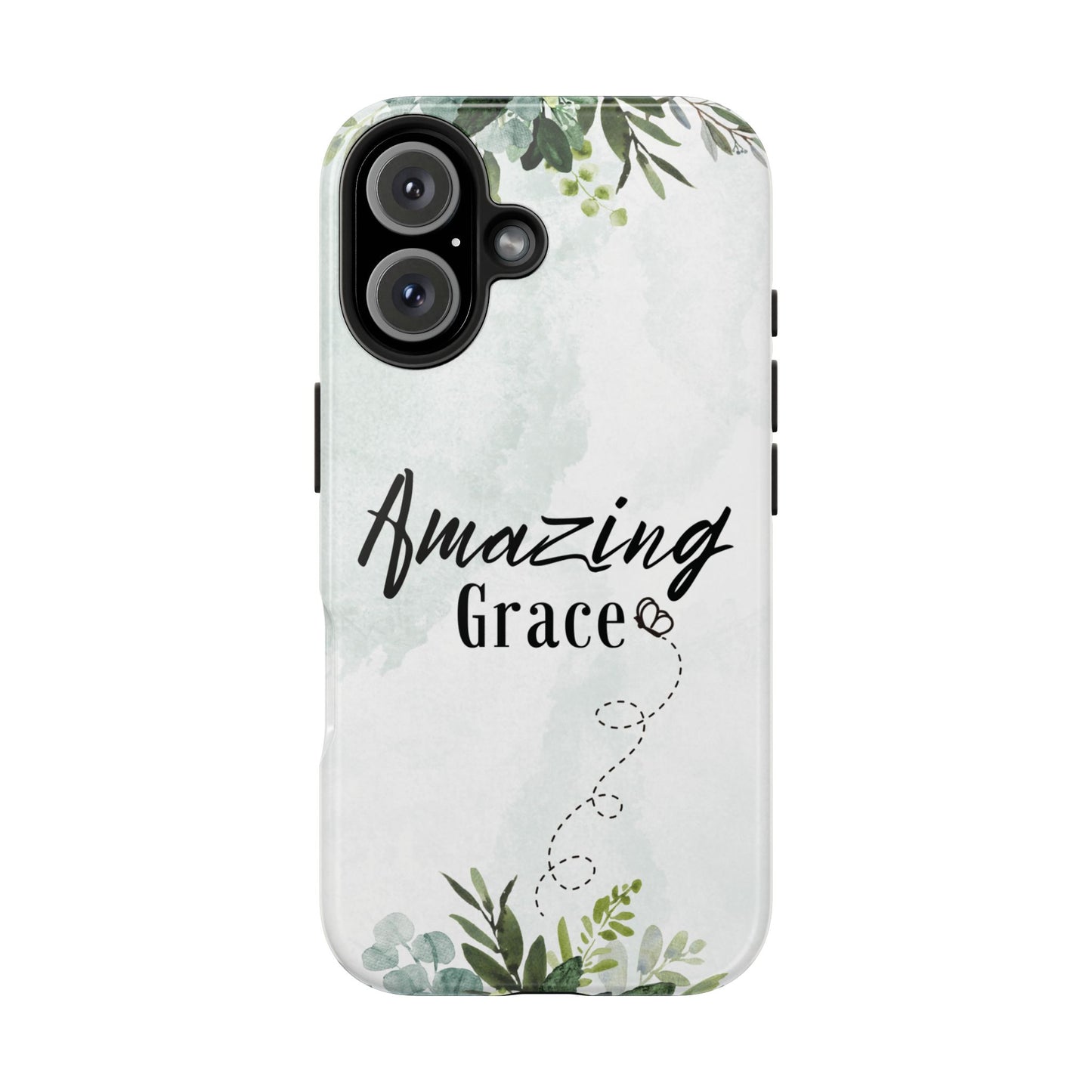 Watercolor Greenery Amazing Grace iPhone Case