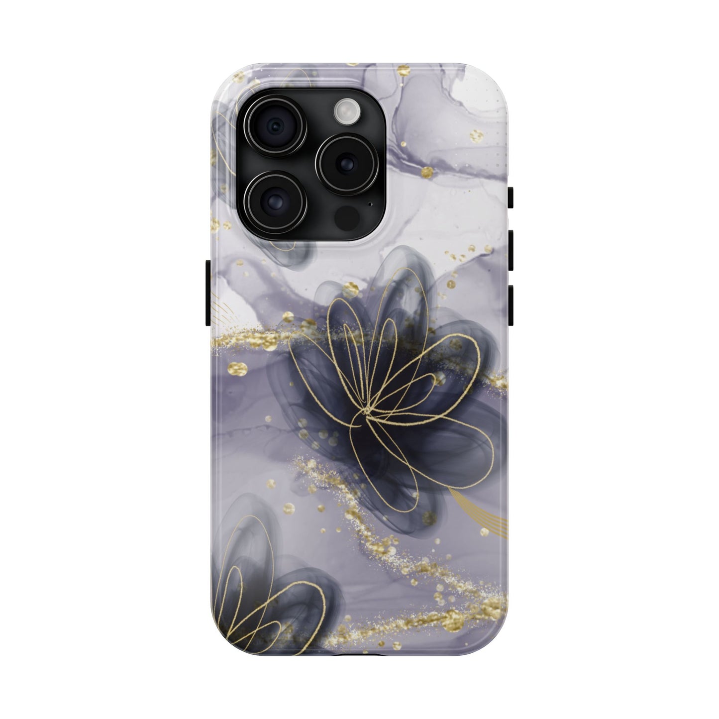 Elegant Black and Gold Floral iPhone Case