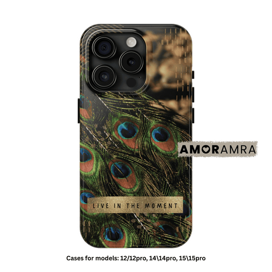Live in the Moment Peacock iPhone Case