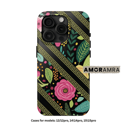 Elegant Black Floral Design iPhone Case
