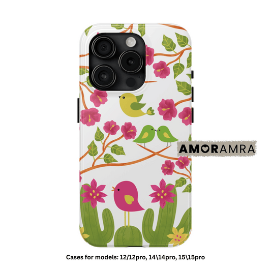 Cute Bird and Flower iPhone Case