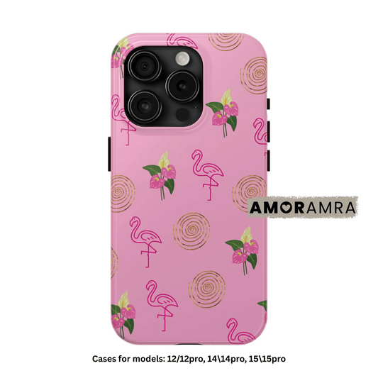 Pink Flamingo Floral iPhone Case
