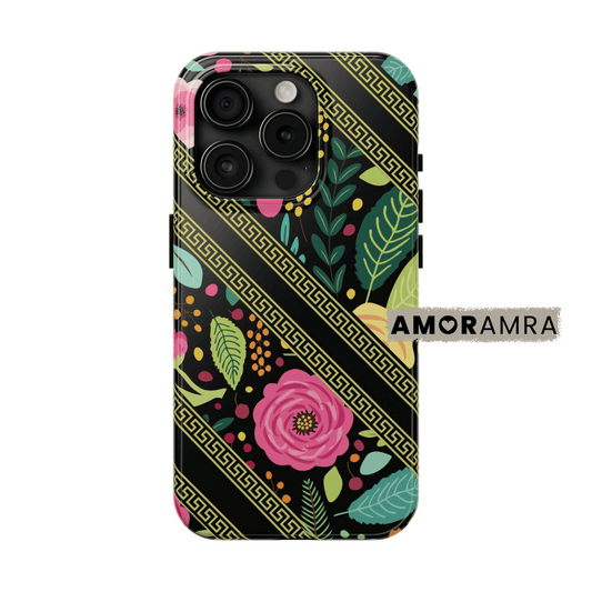 Elegant Black Floral Design iPhone Case