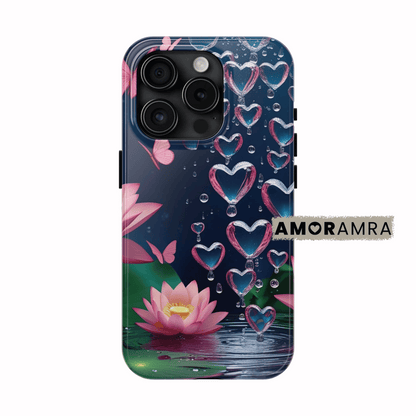 Pink Lotus Water Hearts iPhone Case