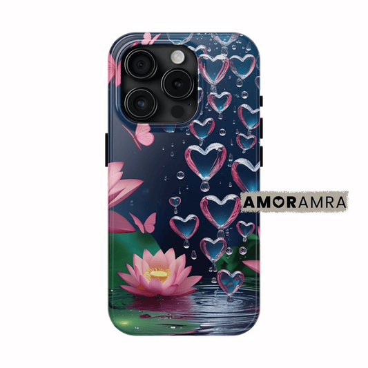 Pink Lotus Water Hearts iPhone Case
